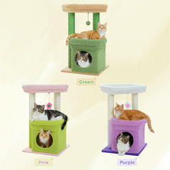 PEQULTI Cat Tree Flower Purple Replaceable dangling ball for interactive play