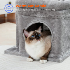 PEQULTI cat tree natural sisal posts promote healthy scratching like tree bark.