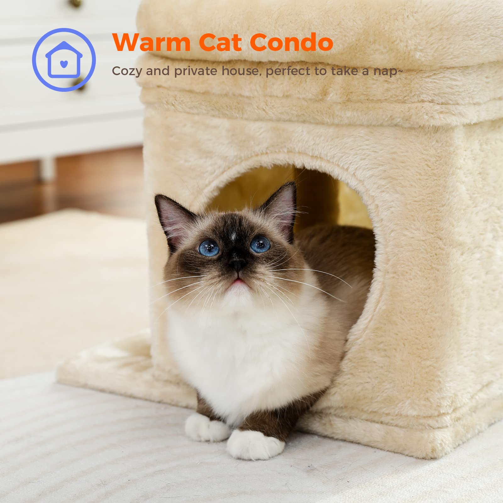 pequlti cat tree plush perches provide soft lounging spaces.