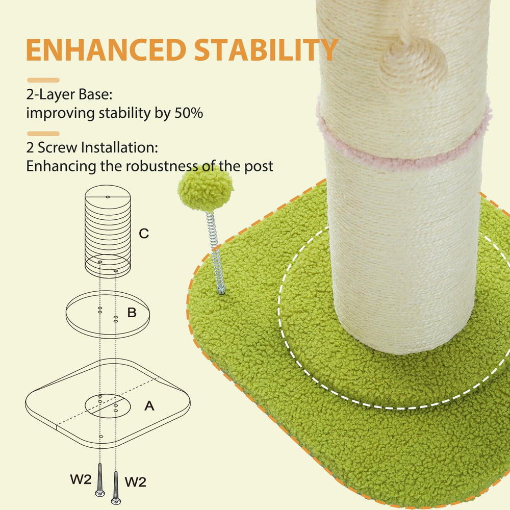 PEQULTI cat tree small double base design enhances stability during play.