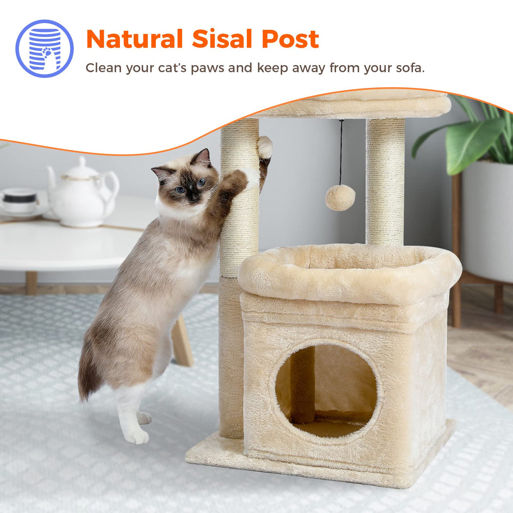 pequlti cat tree stable base supports safe jumps.