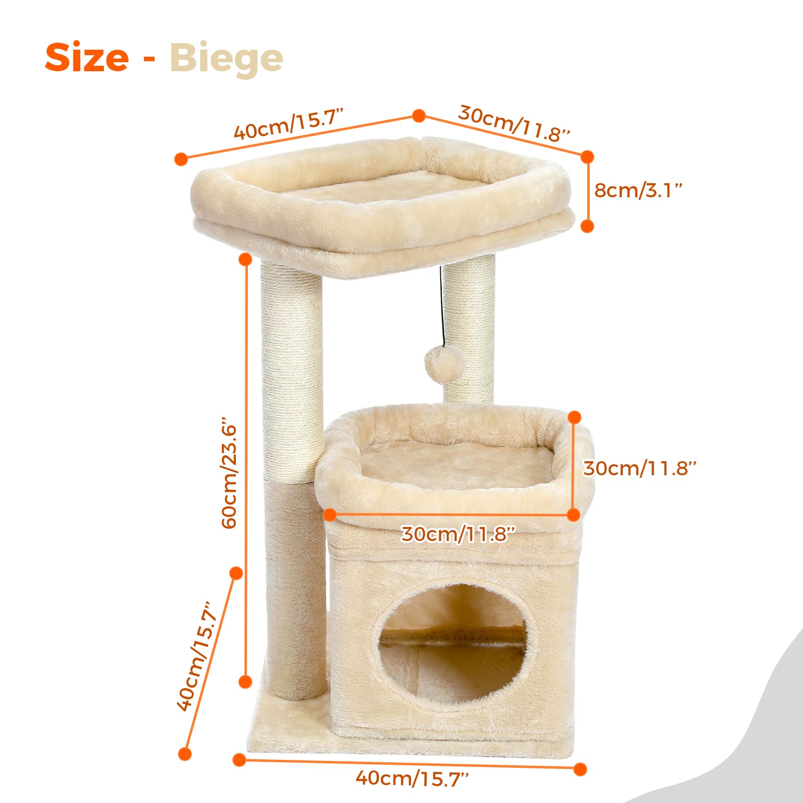 pequlti cat tree wide top perch fits two kittens.