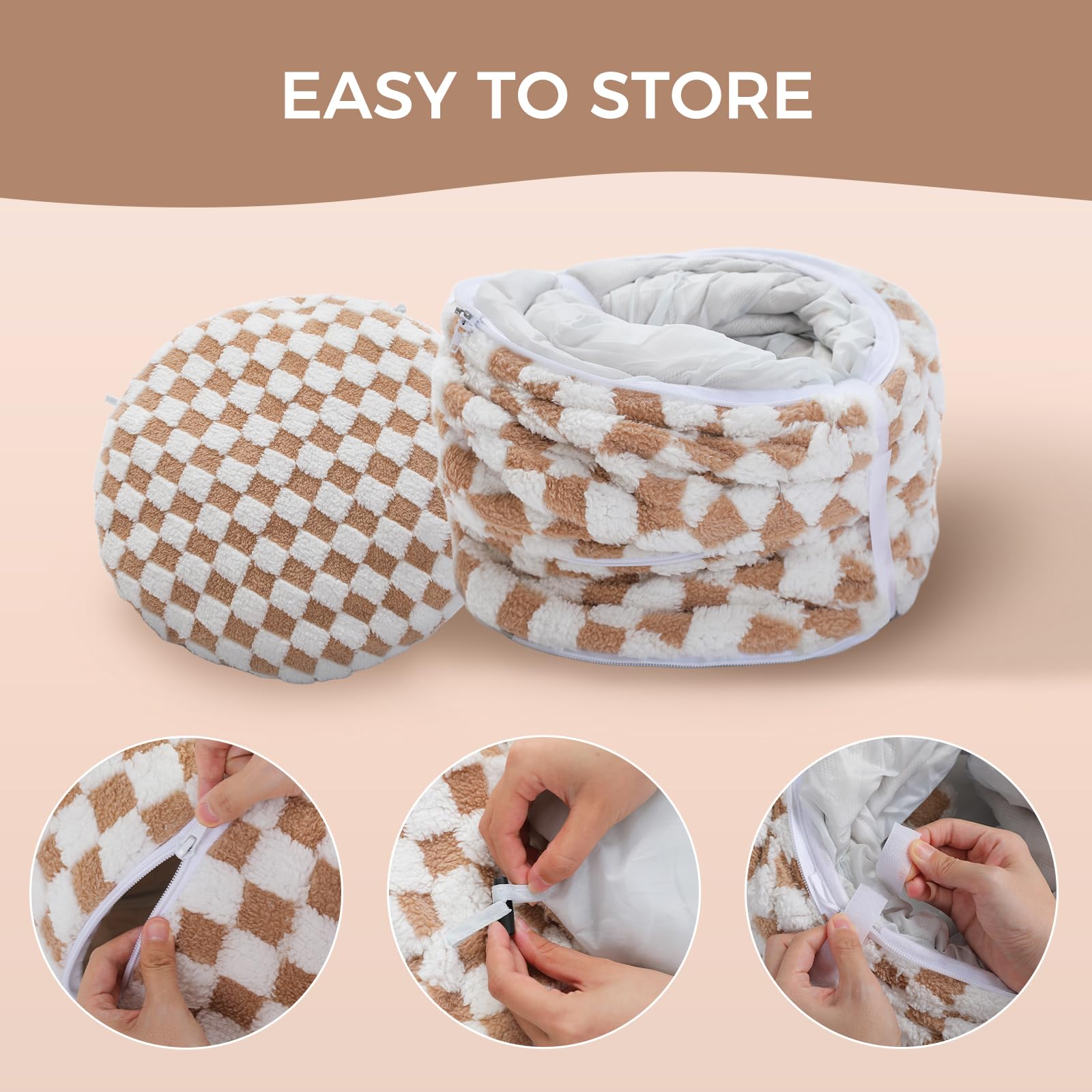 PEQULTI cat tunnel durable plush-cover emphasizes long-lasting use