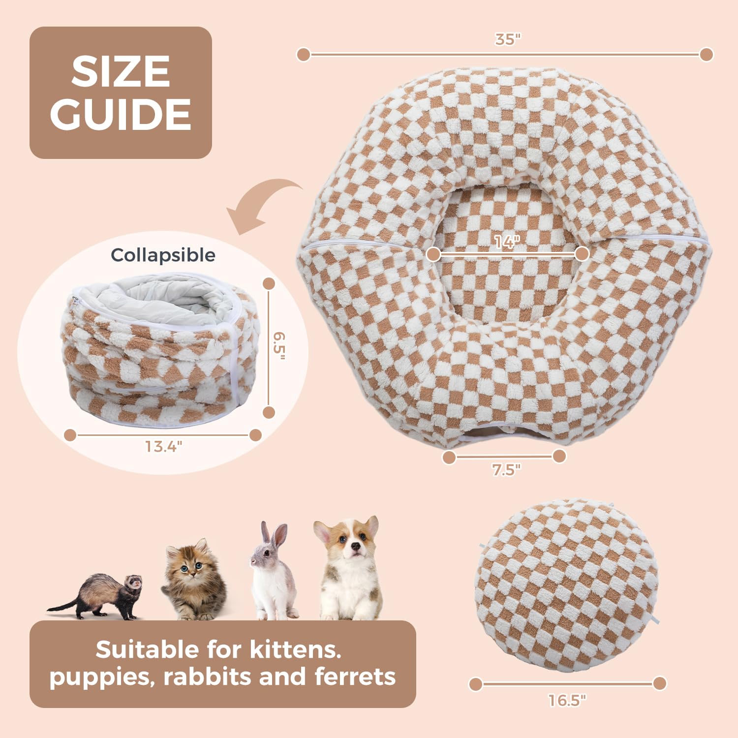 PEQULTI cat tunnel indoor play circle view demonstrates versatile engagement