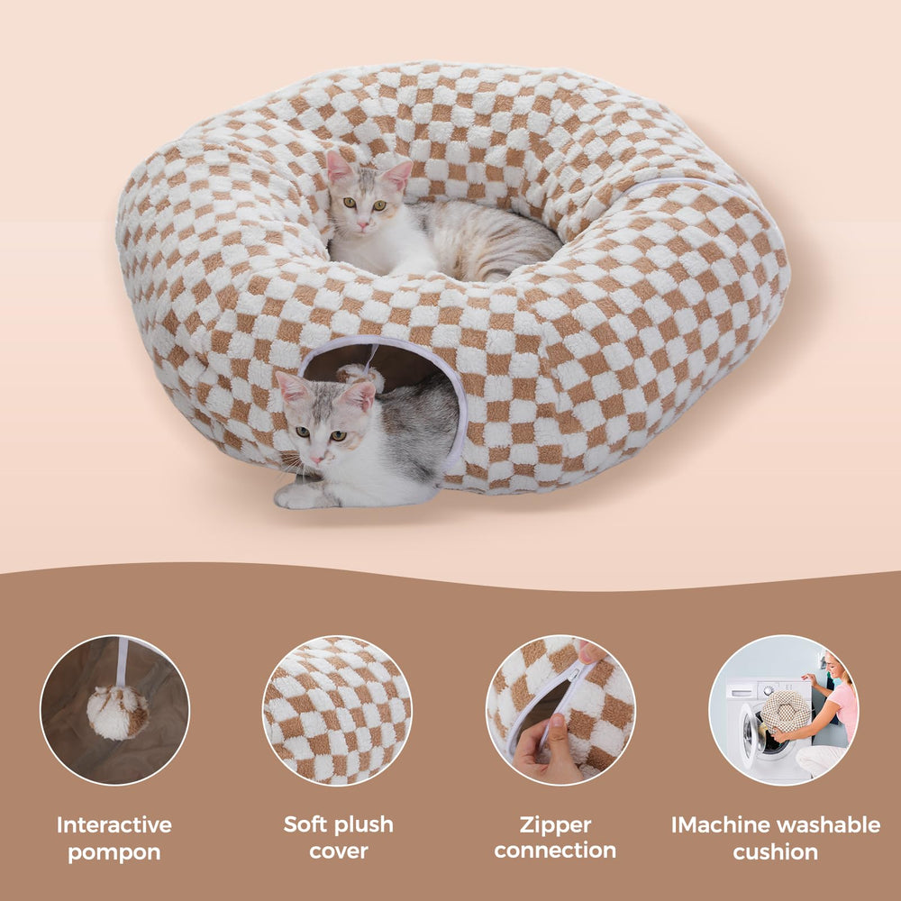 PEQULTI cat tunnel washable-soft-mat close-up highlights easy cleaning