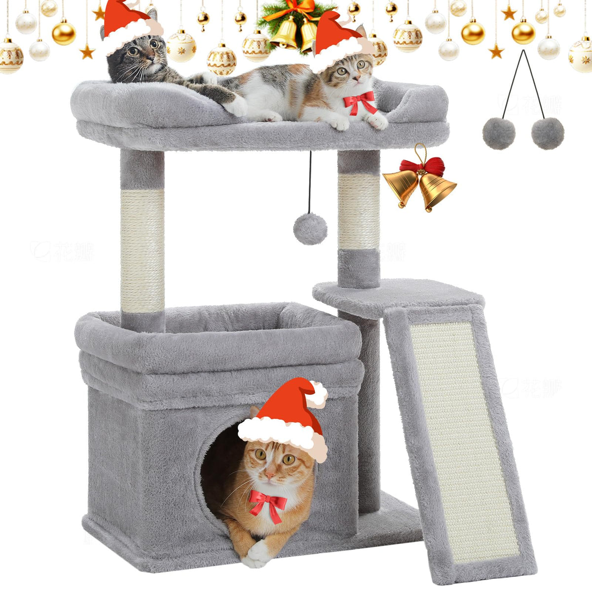 PEQULTI small cat tree top perch offers a wide, comfy lookout for indoor cats.