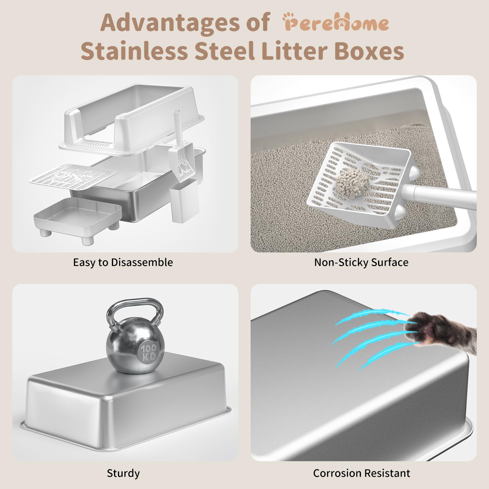 PereHome easy-clean stainless surface simplifies maintenance and wipe-downs after use.