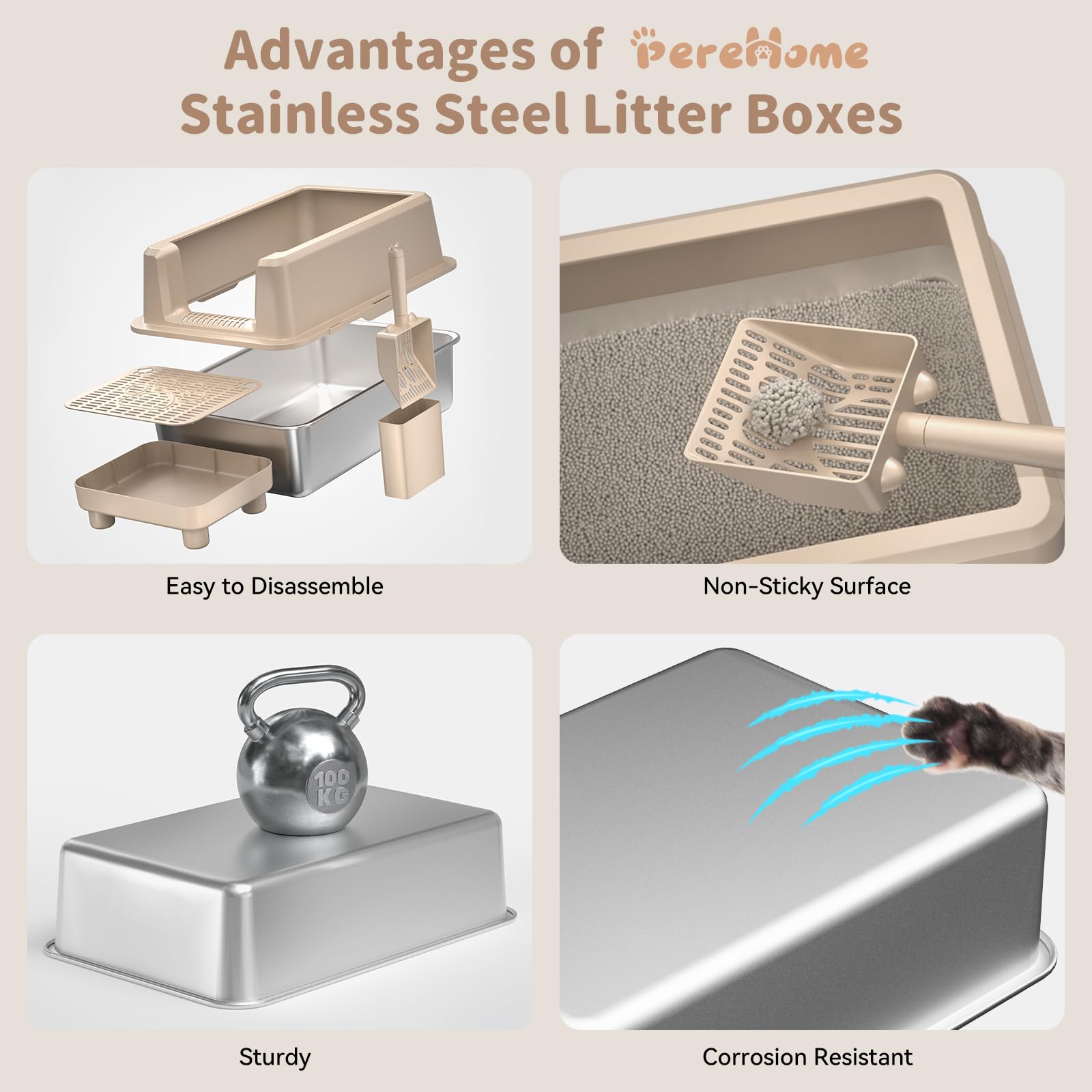 Perehome included scoop makes litter maintenance quick and easy.