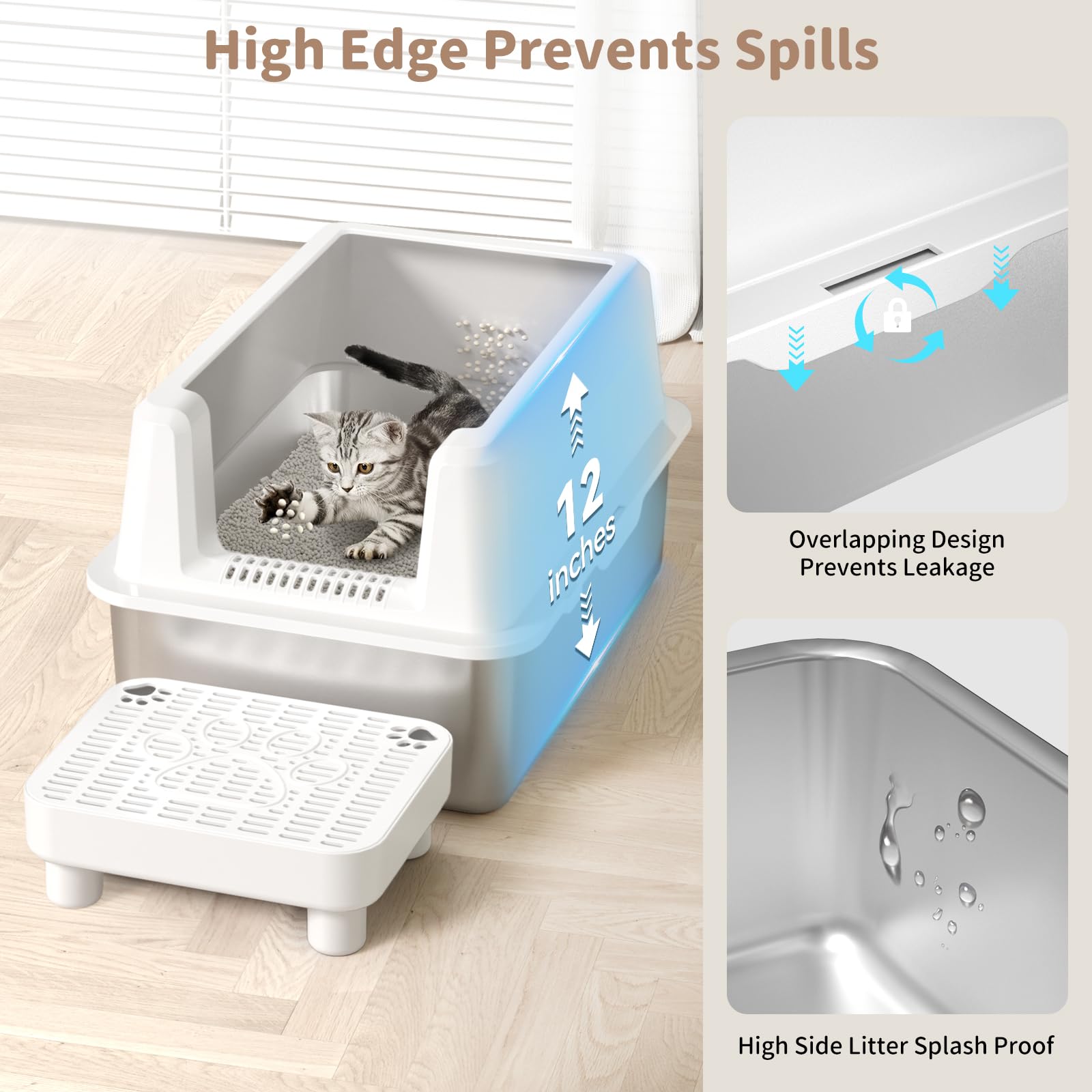 PereHome odor-control litter box with scoop enables easier cleaning and odor management.