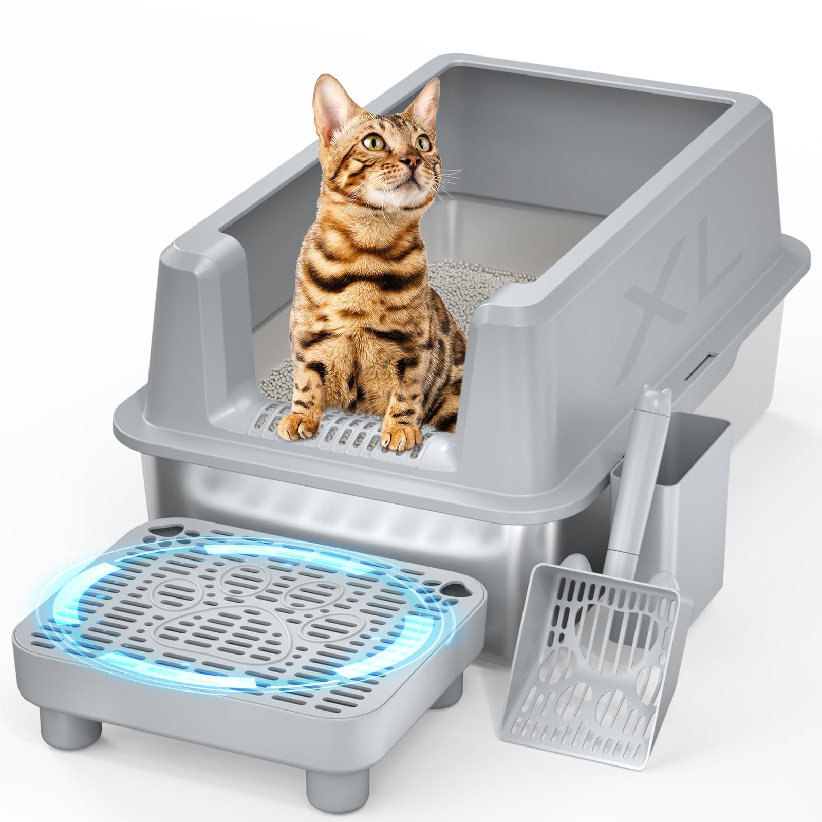 PereHome stainless steel cat litter box with lid offers durable, odor-resistant privacy for daily use.