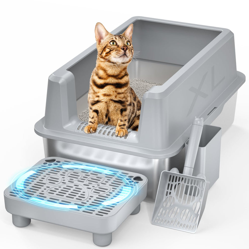 PereHome stainless steel cat litter box with lid offers durable, odor-resistant privacy for daily use.