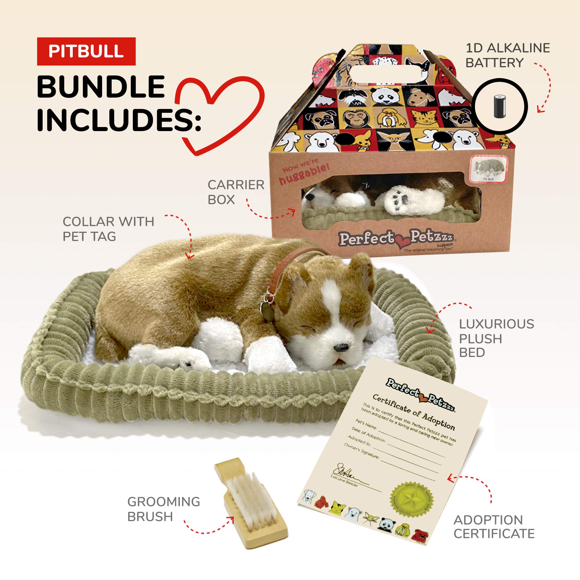 Perfect Petzzz Pit Bull lifelike pose for cuddling and play