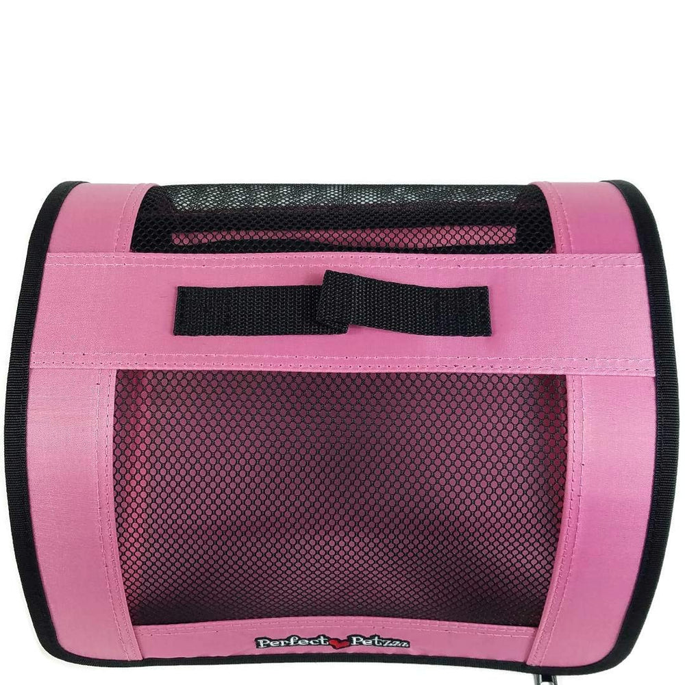 Perfect Petzzz tote pink side view with mesh visibility for travel