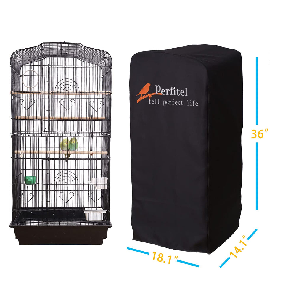 Perfitel Bird Cage Cover front opening demonstrates adjustable light control