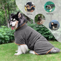 Periflowin dog-bathrobe-collar-adjustment enables easy fit for different neck sizes.