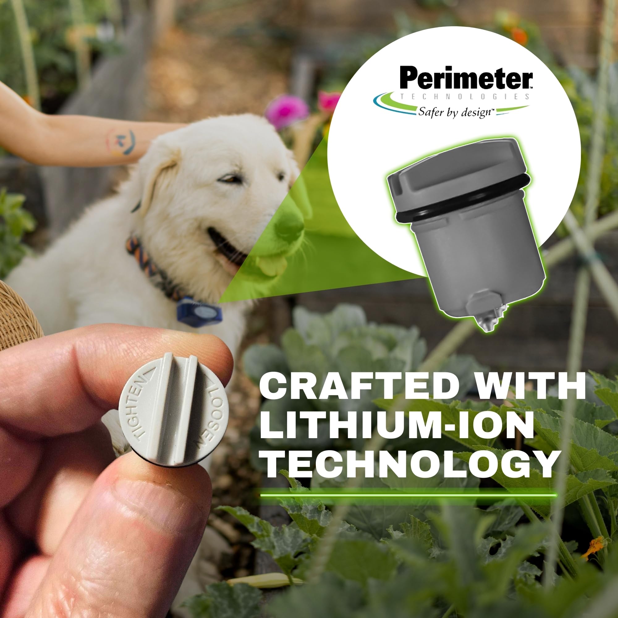 Perimeter Technologies lithium-ion battery emphasizes high energy density for longer collar life.