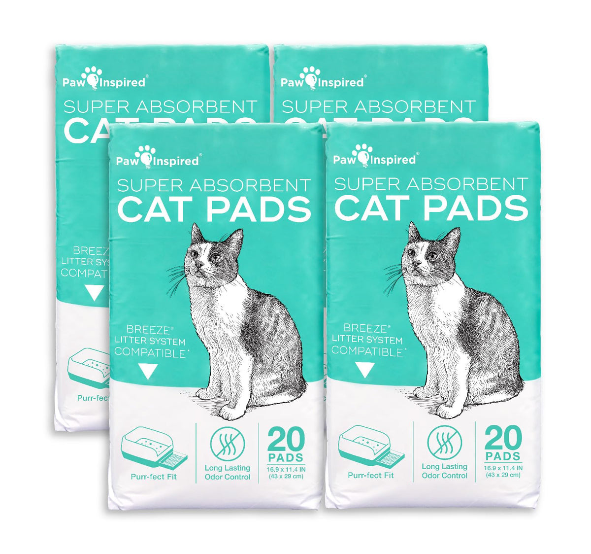 Peritas Paw Inspired Cat Pads fit Breeze drawer for leak-free Breeze setup and easy maintenance.