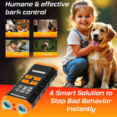 PEROMA dog bark deterrent device side controls reveal quick, adjustable modes for tailored training