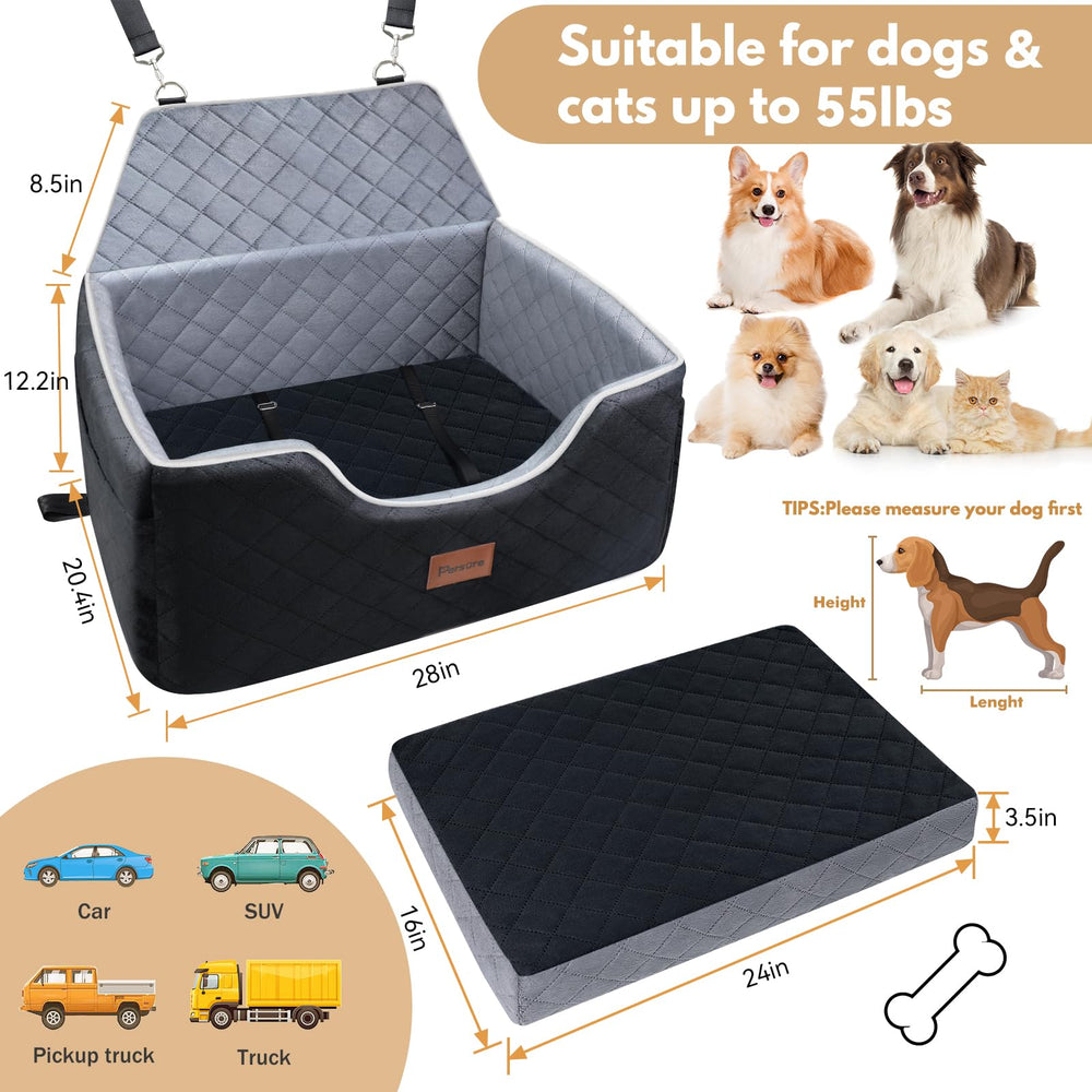 Persure dog car seat 28x20x12 fits large dogs in most cars