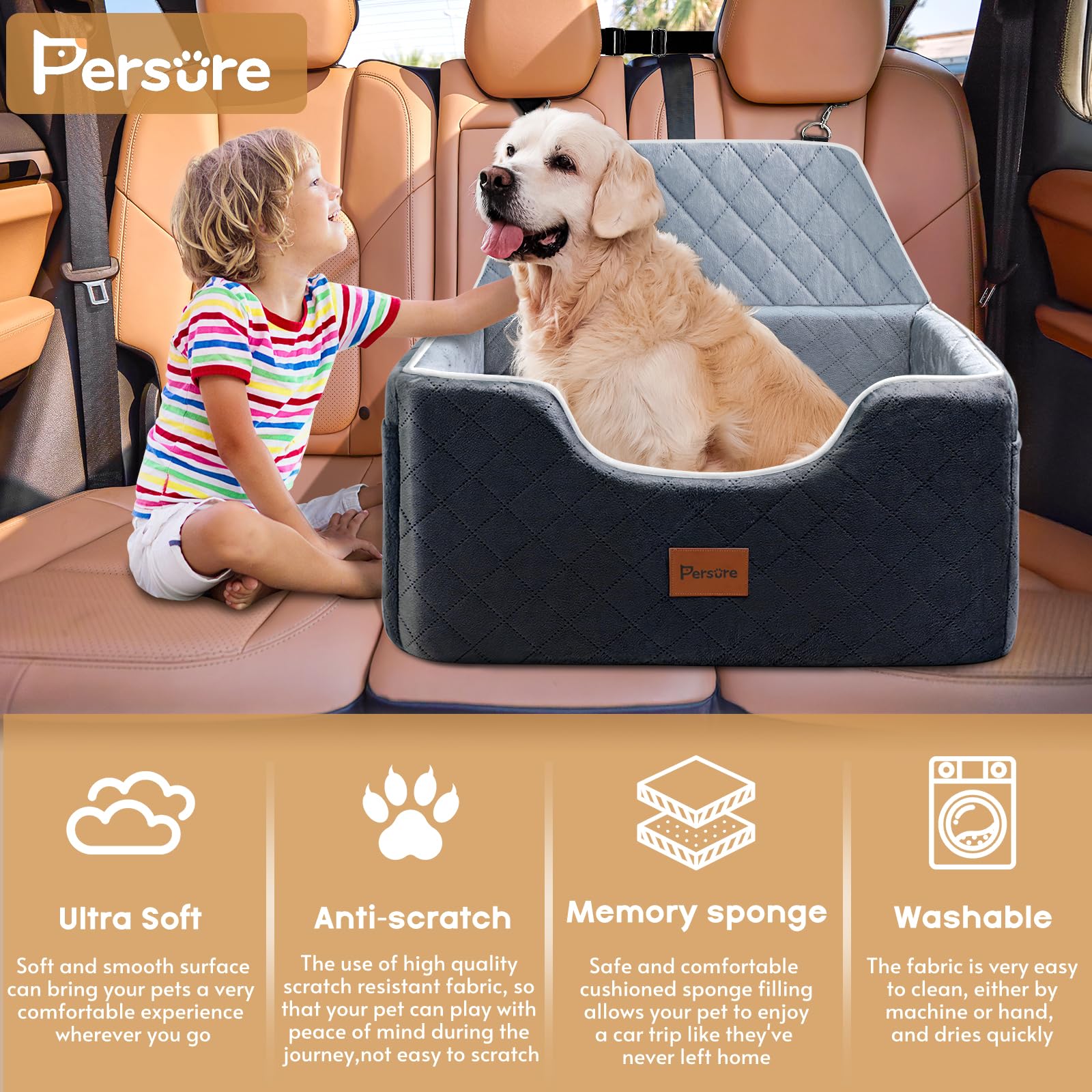 Persure dog car seat safety buckle straps for secure restraint