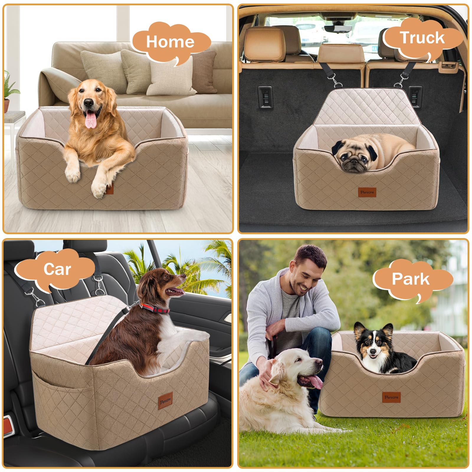 Persure dog car seat side-storage-pockets keep toys organized.