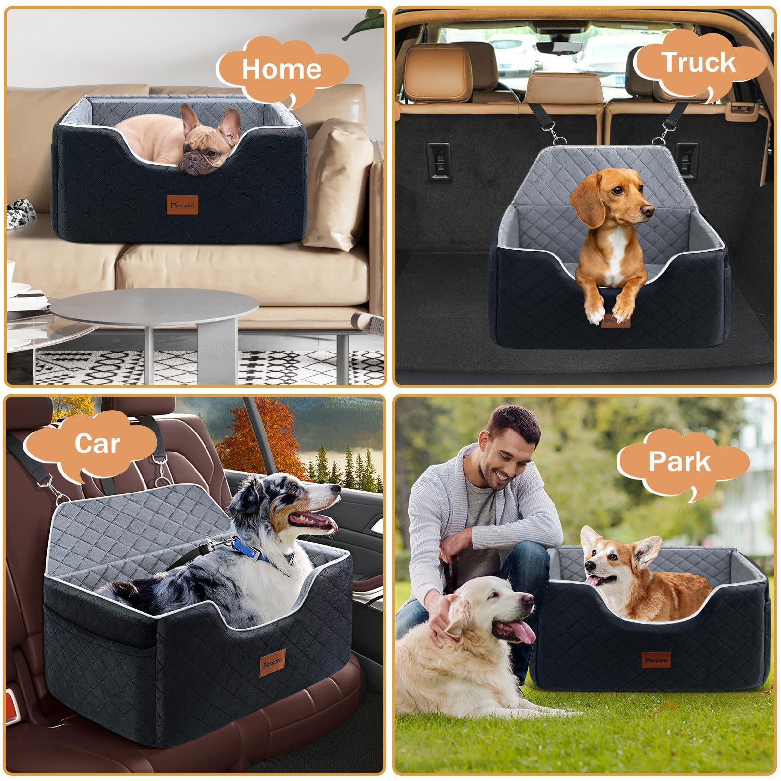 Persure dog car seat panoramic view boost for calm rides