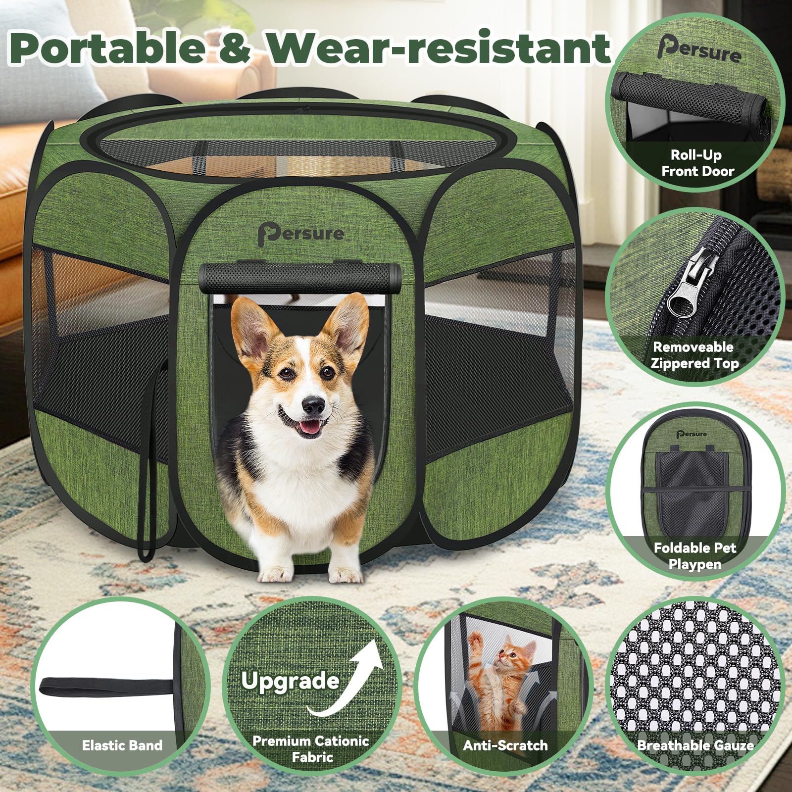 Persure dog-cat playpen ample-space-inside supports pets during rest