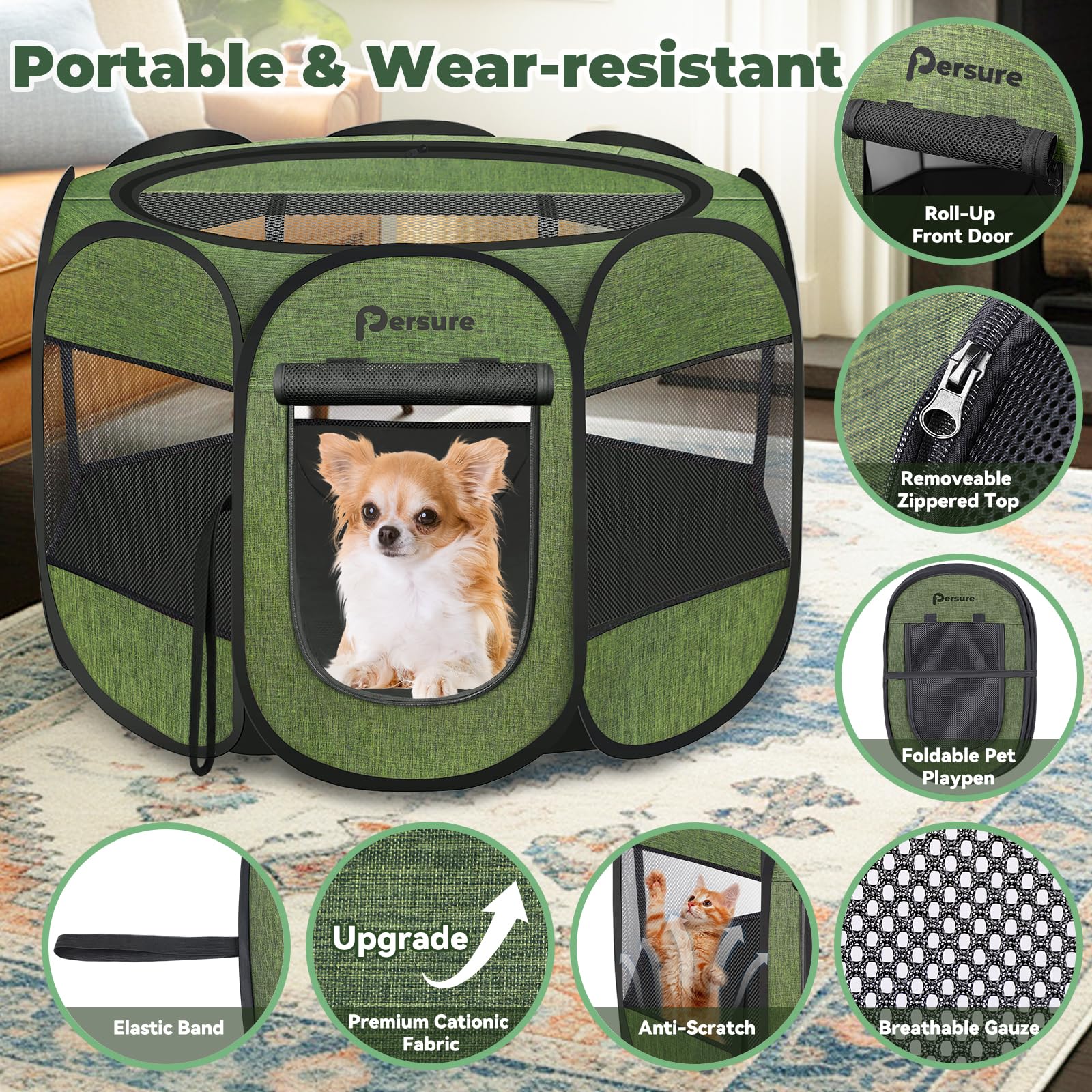 Persure dog cat playpen durable materials resist wear and water