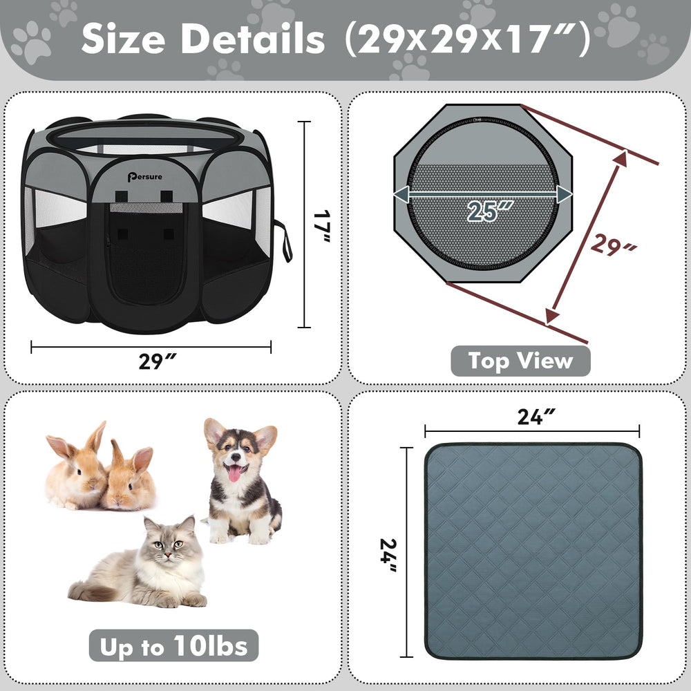 Persure dog-cat playpen uses durable materials with reinforced seams for lasting use.