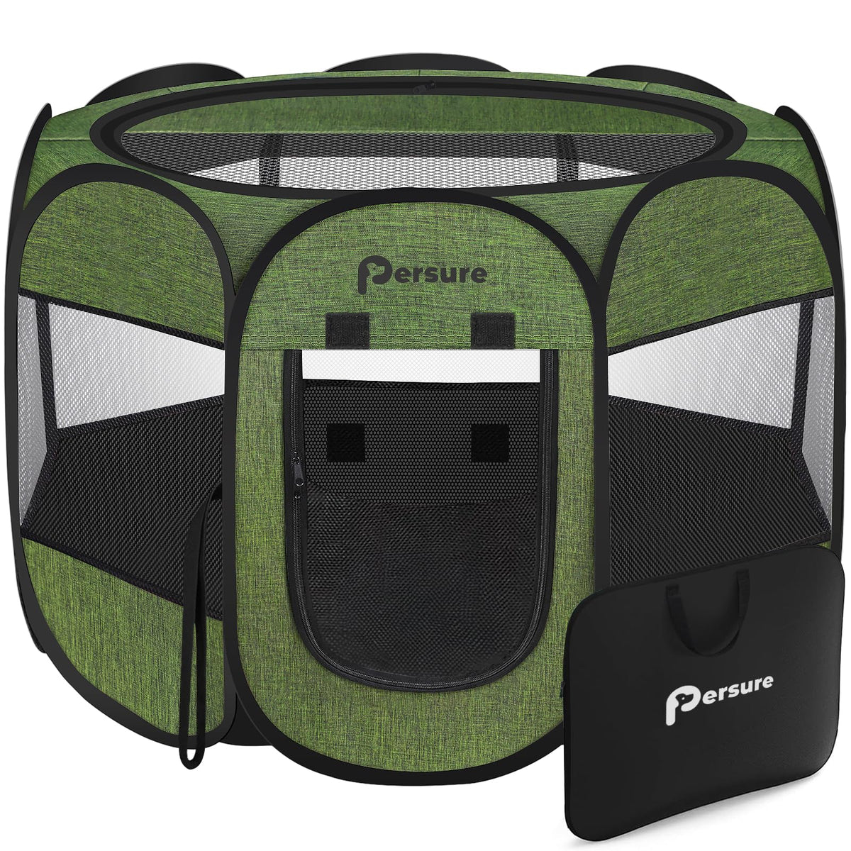 Persure dog-cat playpen folded storage view shows compact travel-ready design