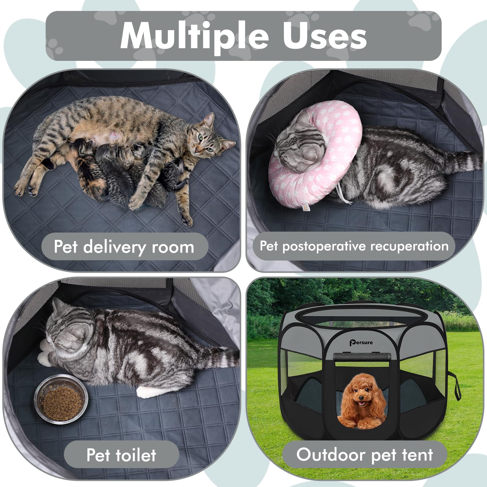 Persure playpen with open front entry for simple pet access and comfort.