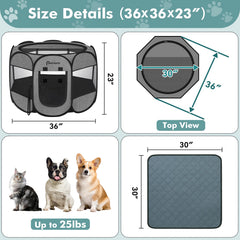 Persure dog-cat playpen open entrance with zip door for quick access.