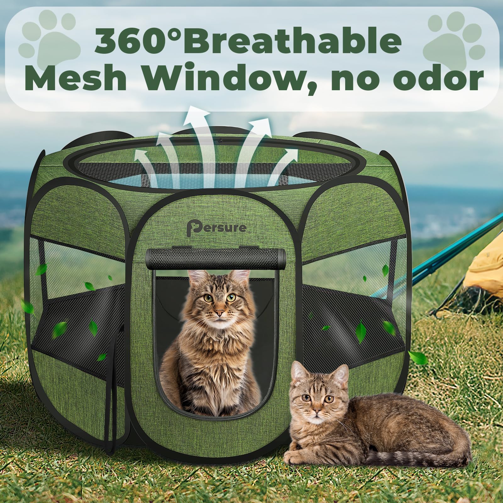 Persure dog cat playpen removable top shade provides sun protection