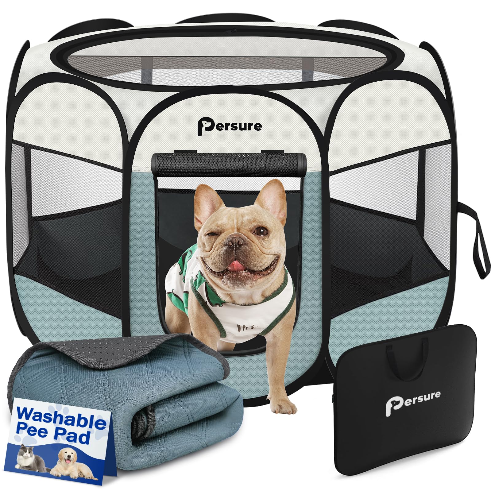 Persure dog cat playpen setup ready for indoor or outdoor use with easy access