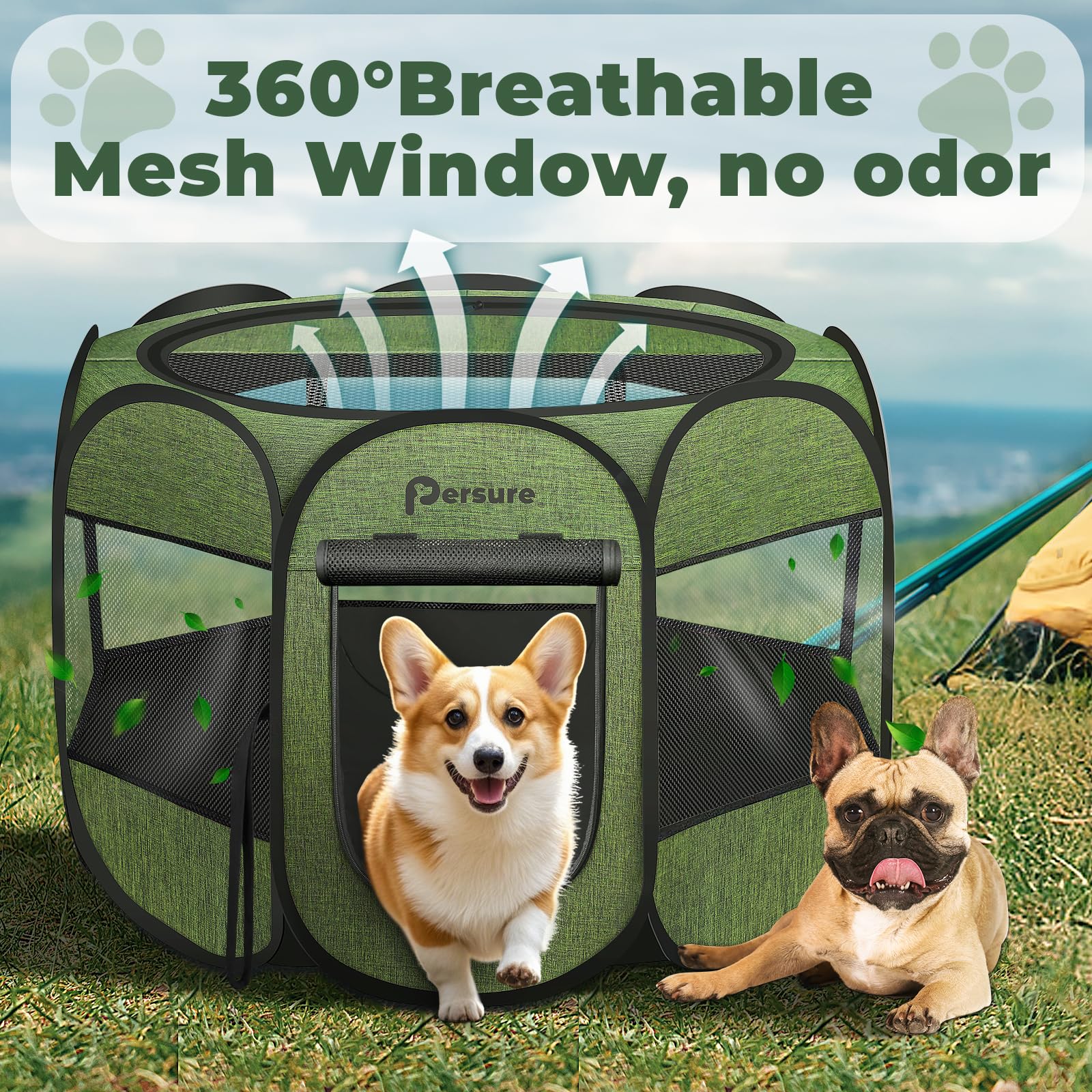 Persure dog-cat playpen travel-setup enables quick pop-up on trips