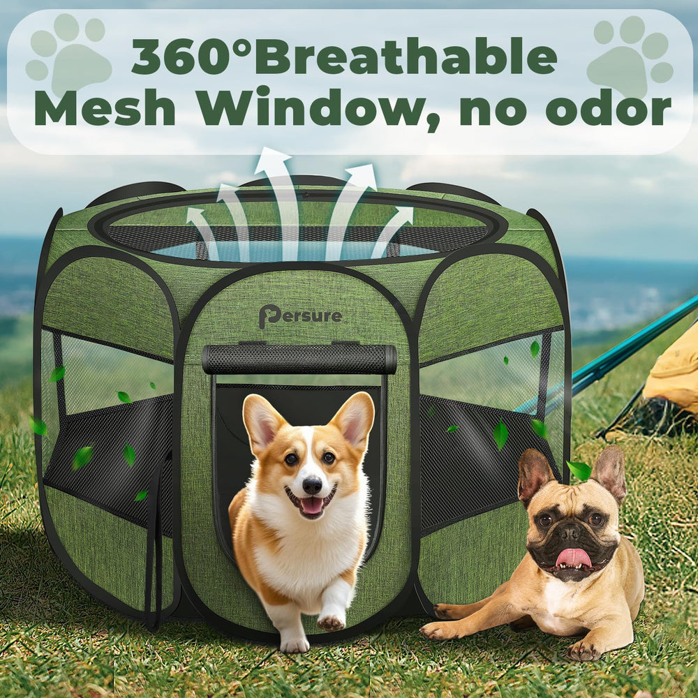 Persure dog-cat playpen travel-setup enables quick pop-up on trips
