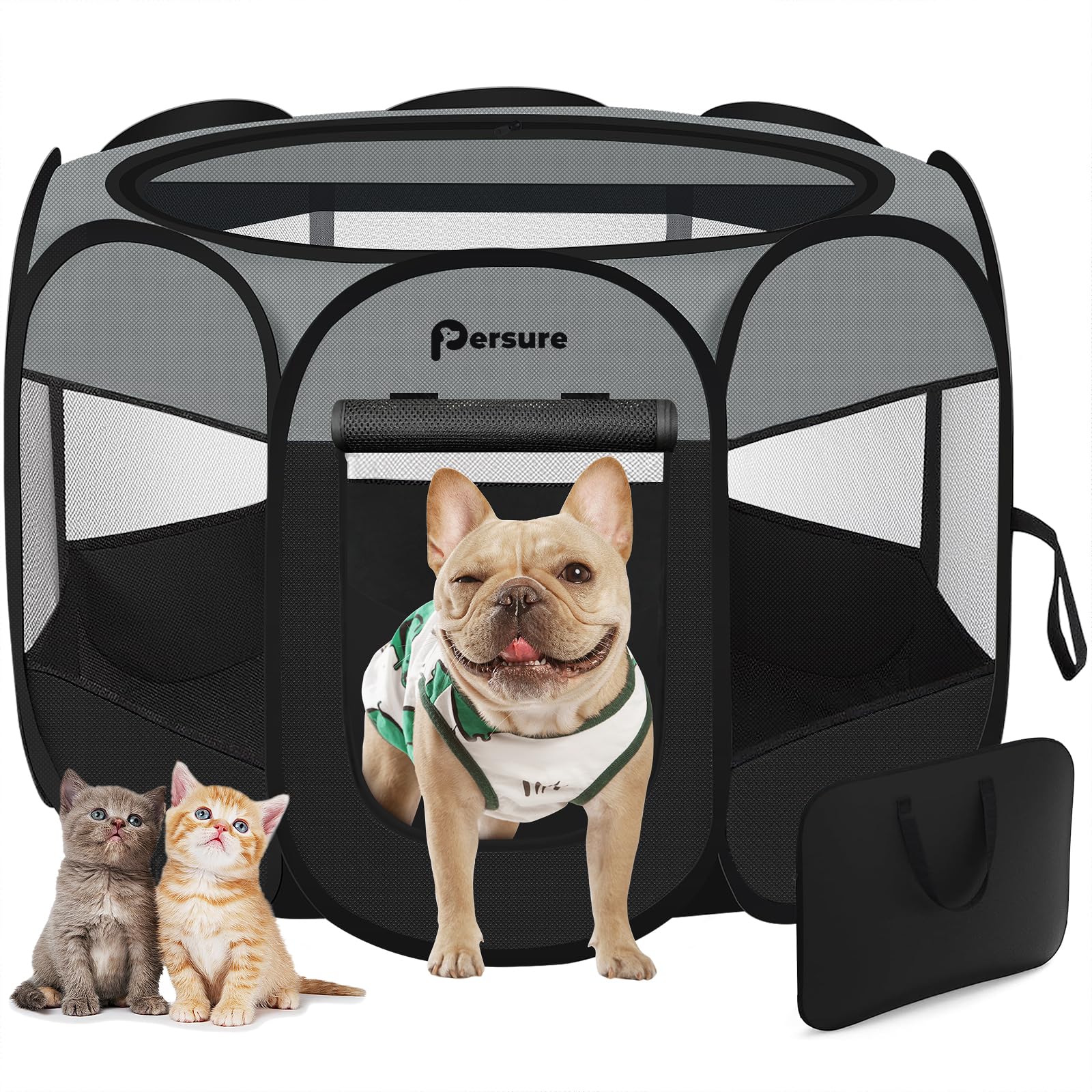 Persure dog cat playpen with eight-panel ventilation for safe indoor and outdoor use.