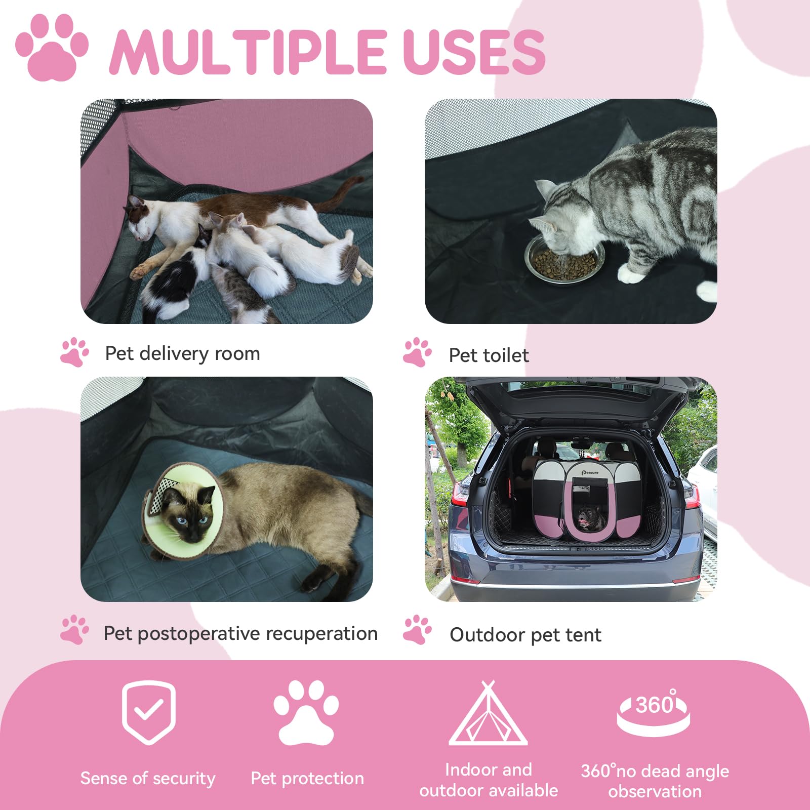 Persure playpen entrance with dual-entry design enables easy pet access.