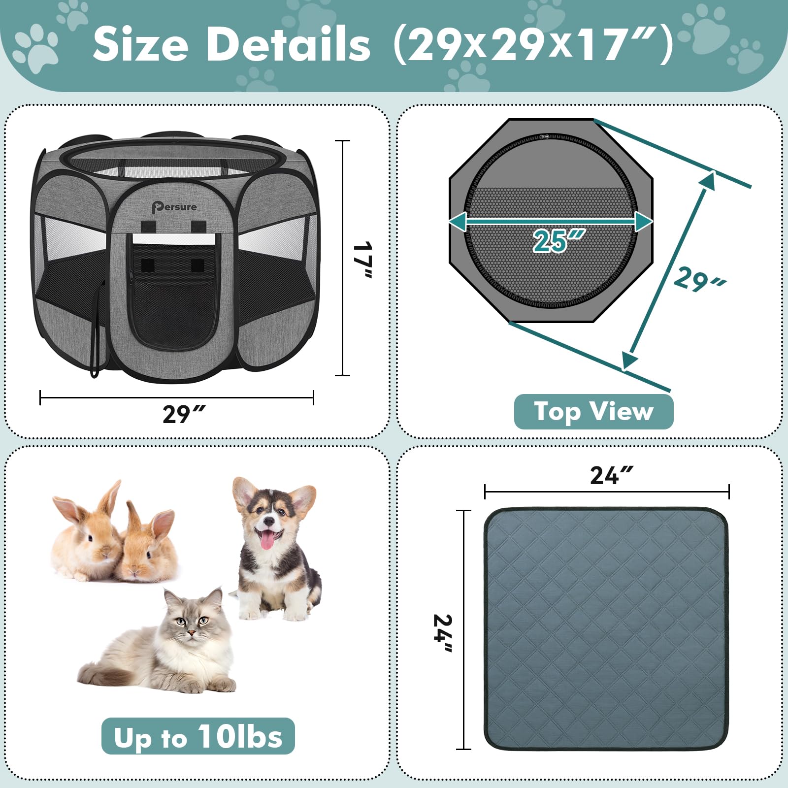 Persure playpen front-entry design enables easy access for pets.