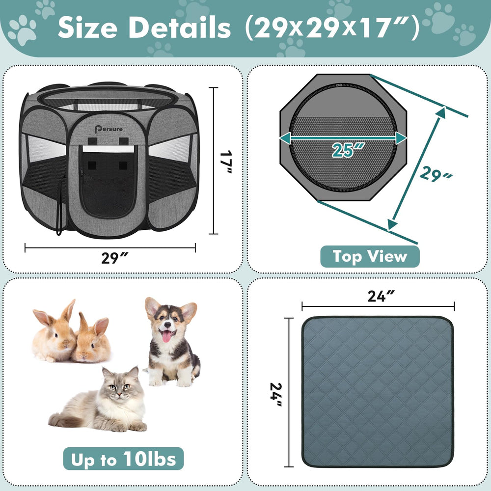 Persure playpen front-entry design enables easy access for pets.