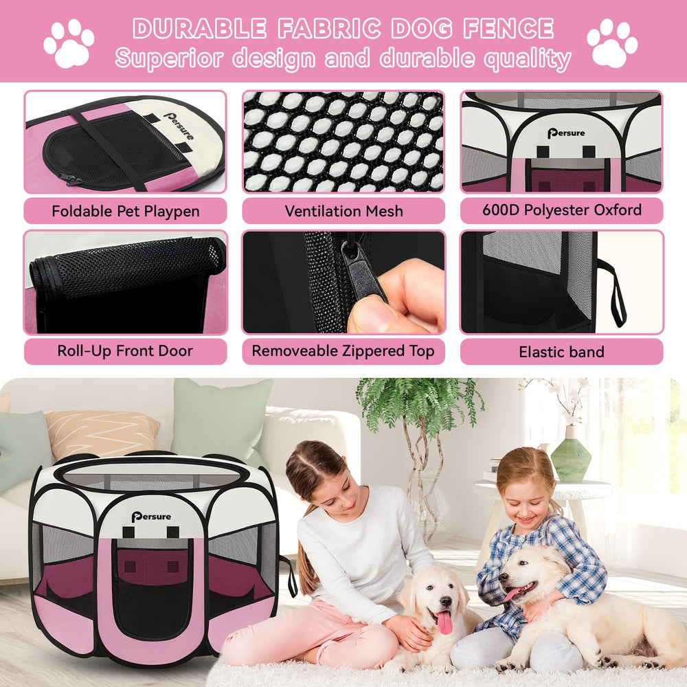 Persure playpen removable top cover offers shade and den-like security.