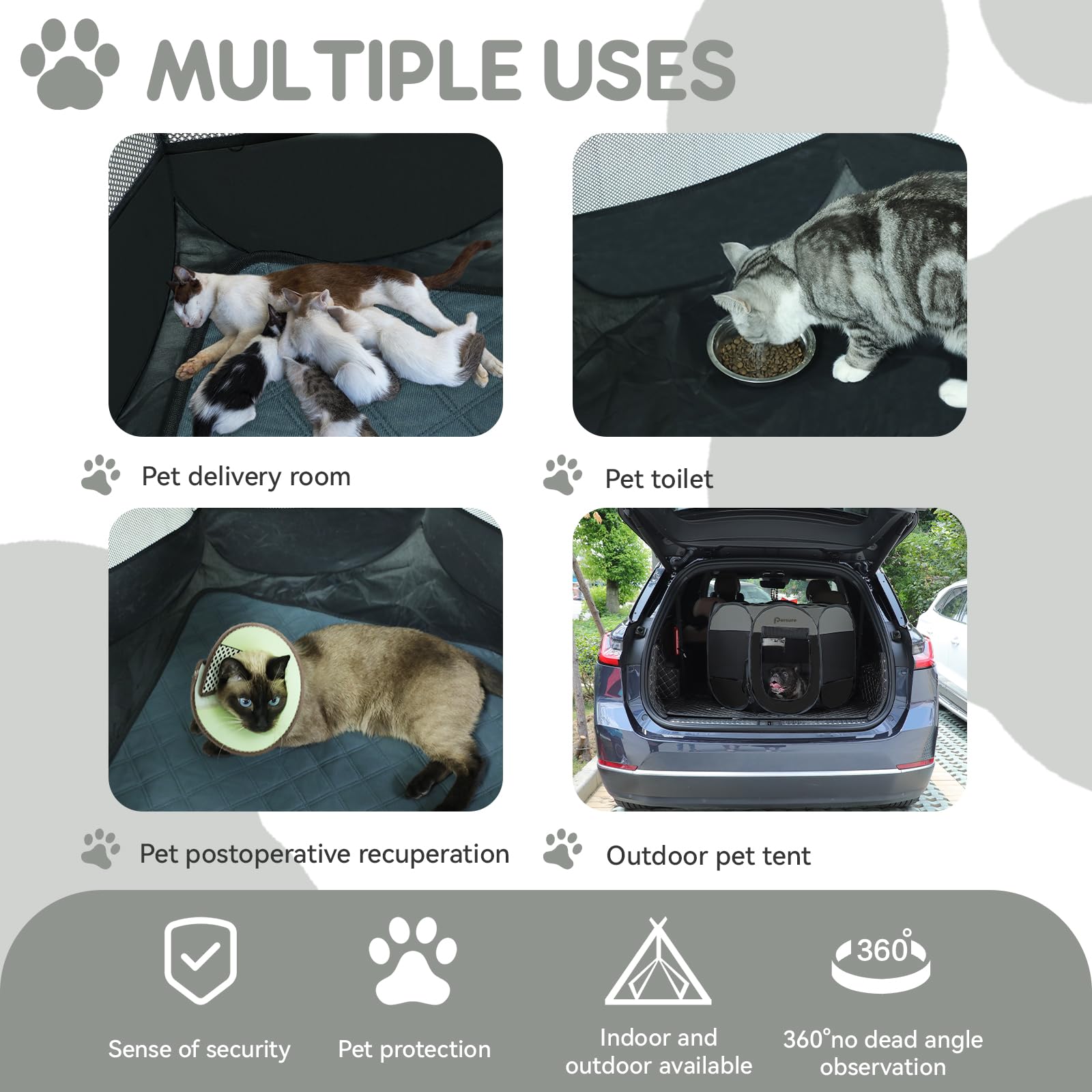 Persure pop-up playpen shown with front zipper entry for easy pet access.