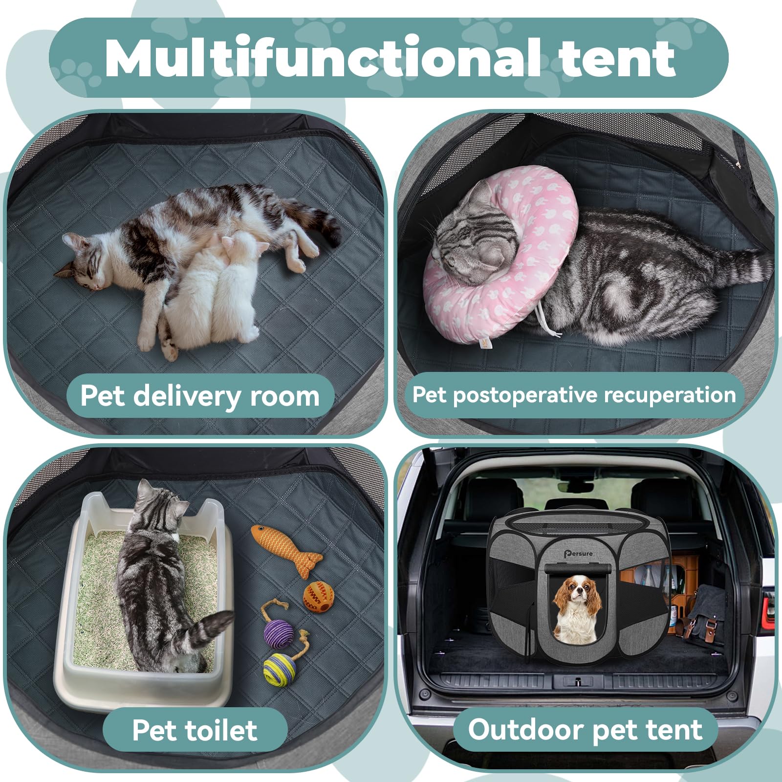 Persure premium grey playpen with top shade cover on a sunny day.