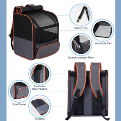 Pesen cat backpack carrier side view demonstrates compact profile for easy transport.
