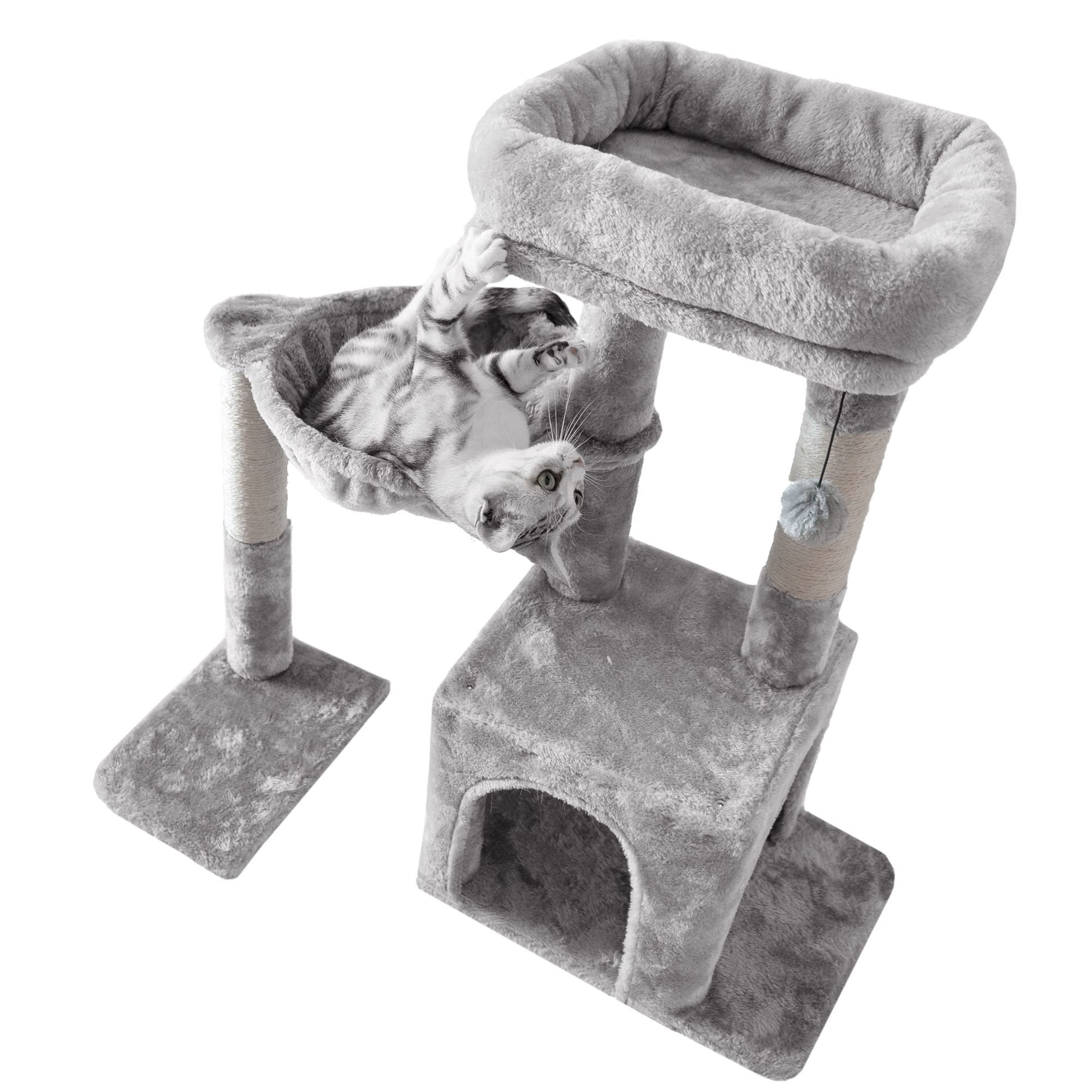 Pesofer cat tree plush fabric delivers soft-touch comfort and upscale look.