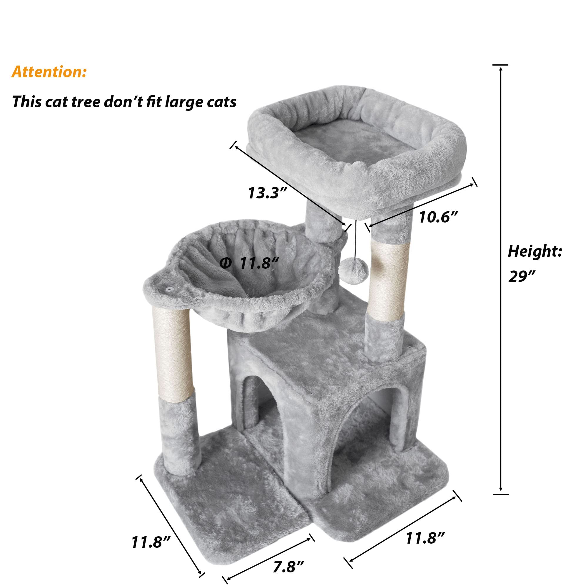 Pesofer cat tree sisal posts encourage scratching and healthy claw maintenance.