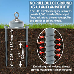 Pestairs 50ft dog tie-out cable shown in bright red for visibility and safety.