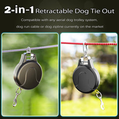 Pestairs aerial zipline clip demonstrates easy tether setup with no tangles.