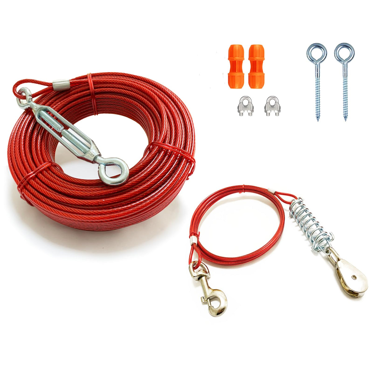 Pestairs heavy-duty-dog-trolley-75ft-cable shows weatherproof main line for safe yard play.