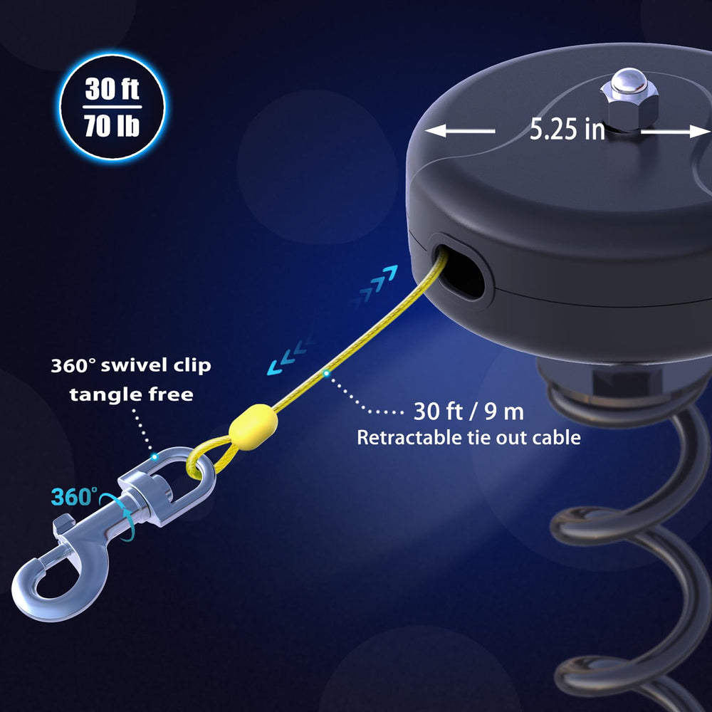 Pestairs heavy spiral ground stake 12 inches secures ground, supports safe roaming.